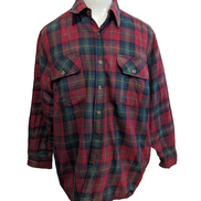 North Crest Chemise Veste Matelassée Laine Carreaux Bordeaux Vert XL RARE |270S
