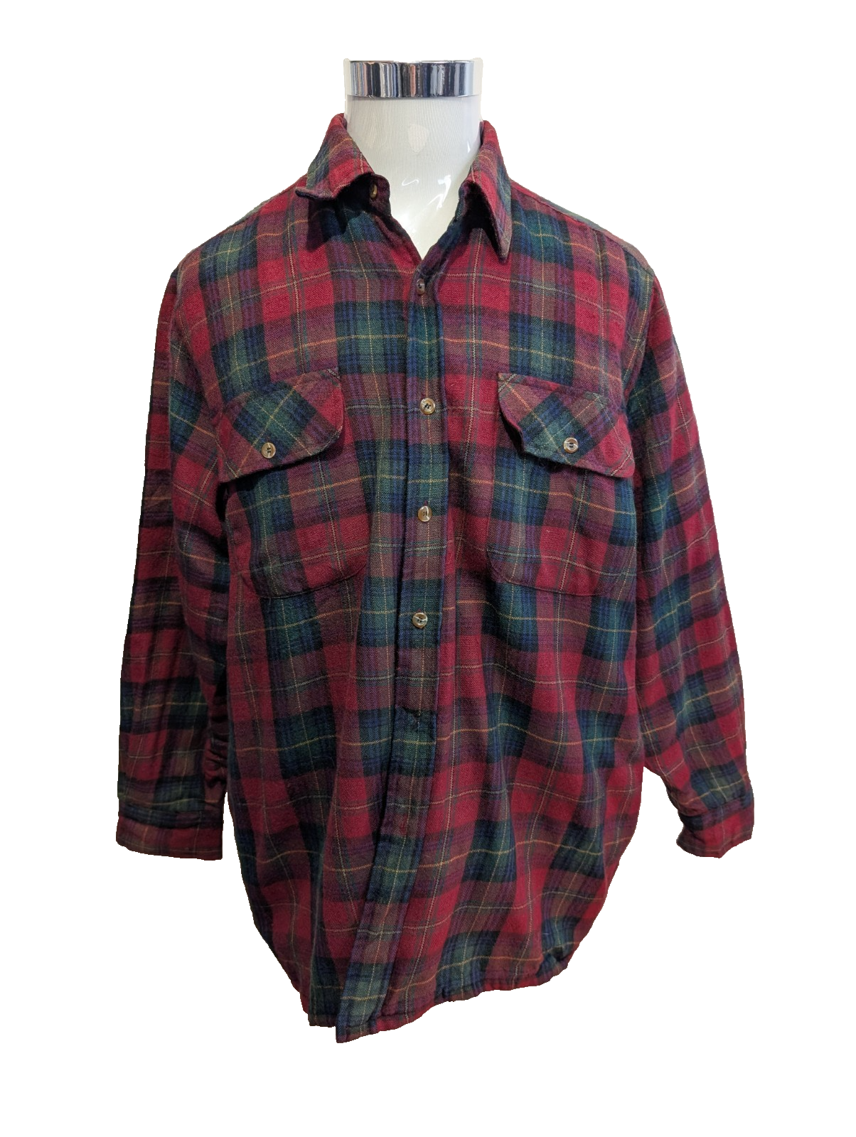 North Crest Chemise Veste Matelassée Laine Carreaux Bordeaux Vert XL RARE |270S
