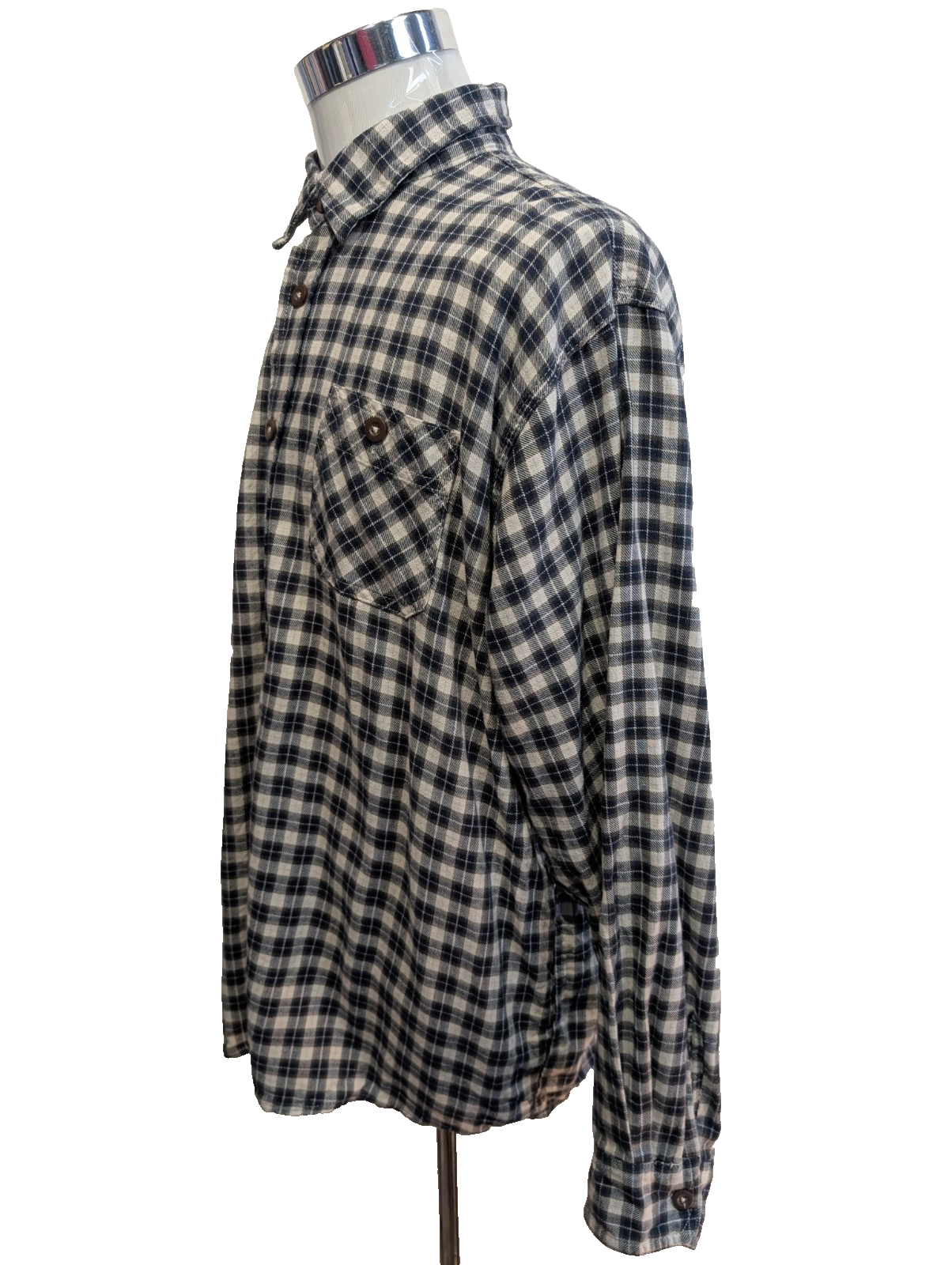 CHEMISE WRANGLER FLANELLE XXL CARREAUX BLEU MARINE VINTAGE Workwear |238S