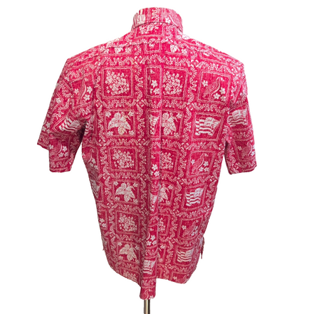 Chemise Hawaïenne Reyn Spooner M Made in Hawaii Rouge Motifs Coton