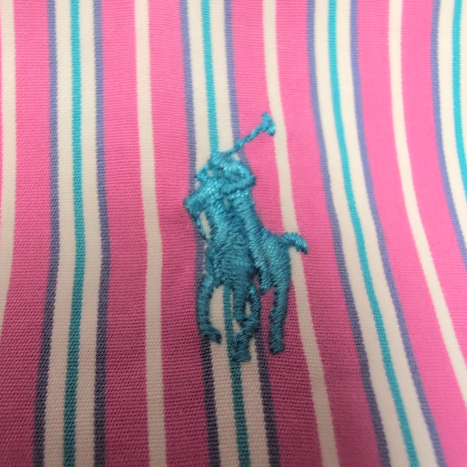 Chemise Ralph Lauren Custom Fit M bleu ciel rayures logo bleu coton
