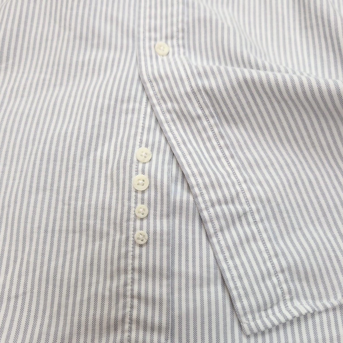 Chemise Lands' End L Rayures Gris Oxford USA Poche Manches Longues