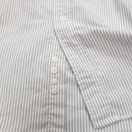 Chemise Lands' End L Rayures Gris Oxford USA Poche Manches Longues