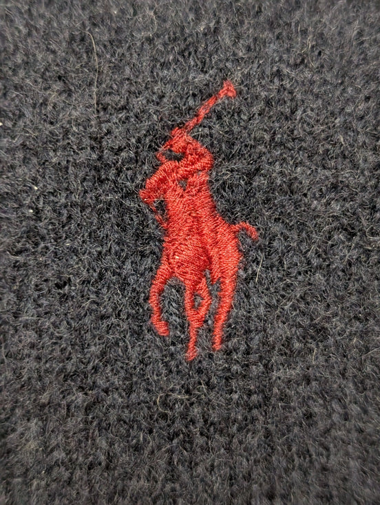 Pull Col V POLO Ralph Lauren Bleu Marine 100% Laine d'Agneau - Taille L / M