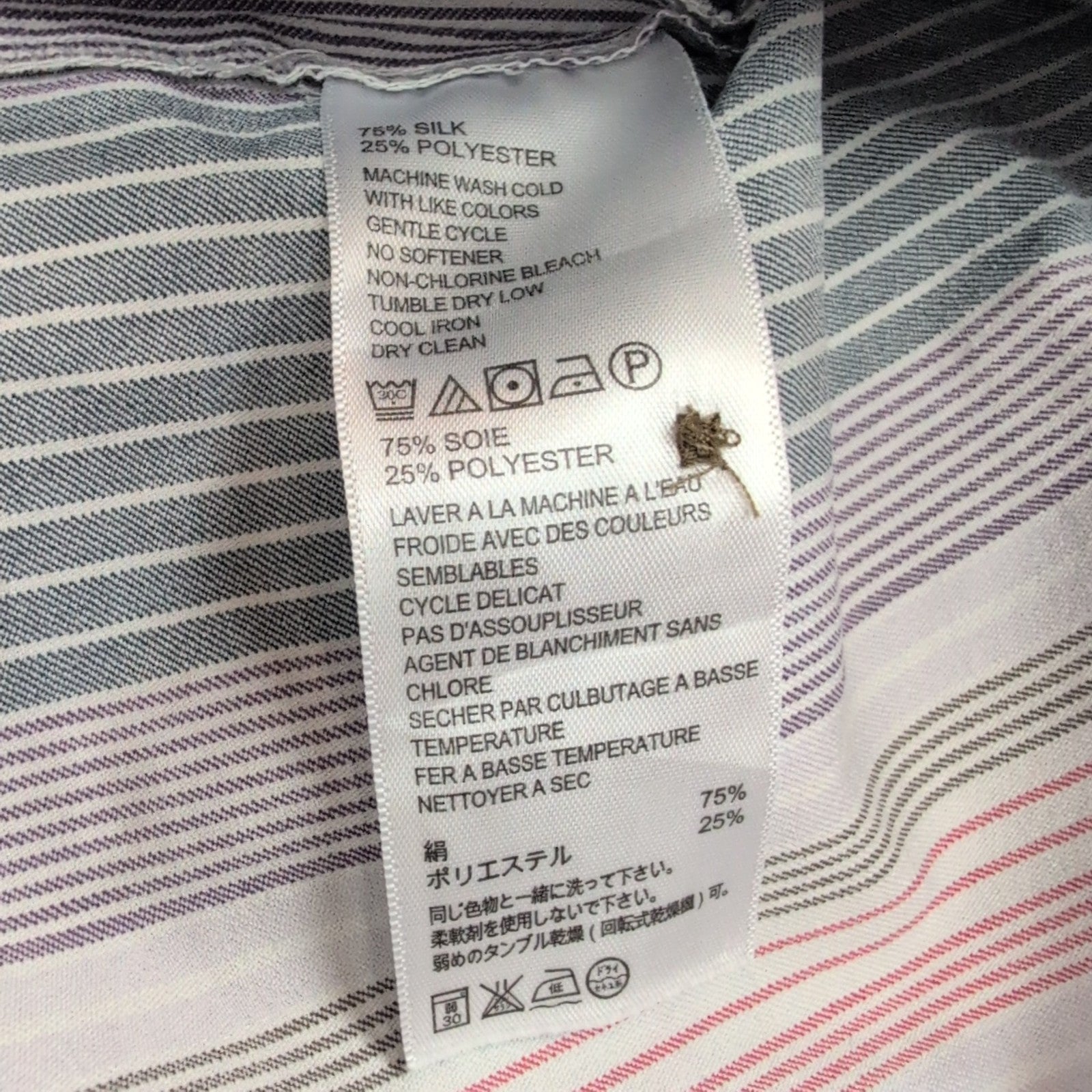 Chemise Hawaïenne Tommy Bahama Island Zone L Soie / Polyester Rayures Gris Rouge