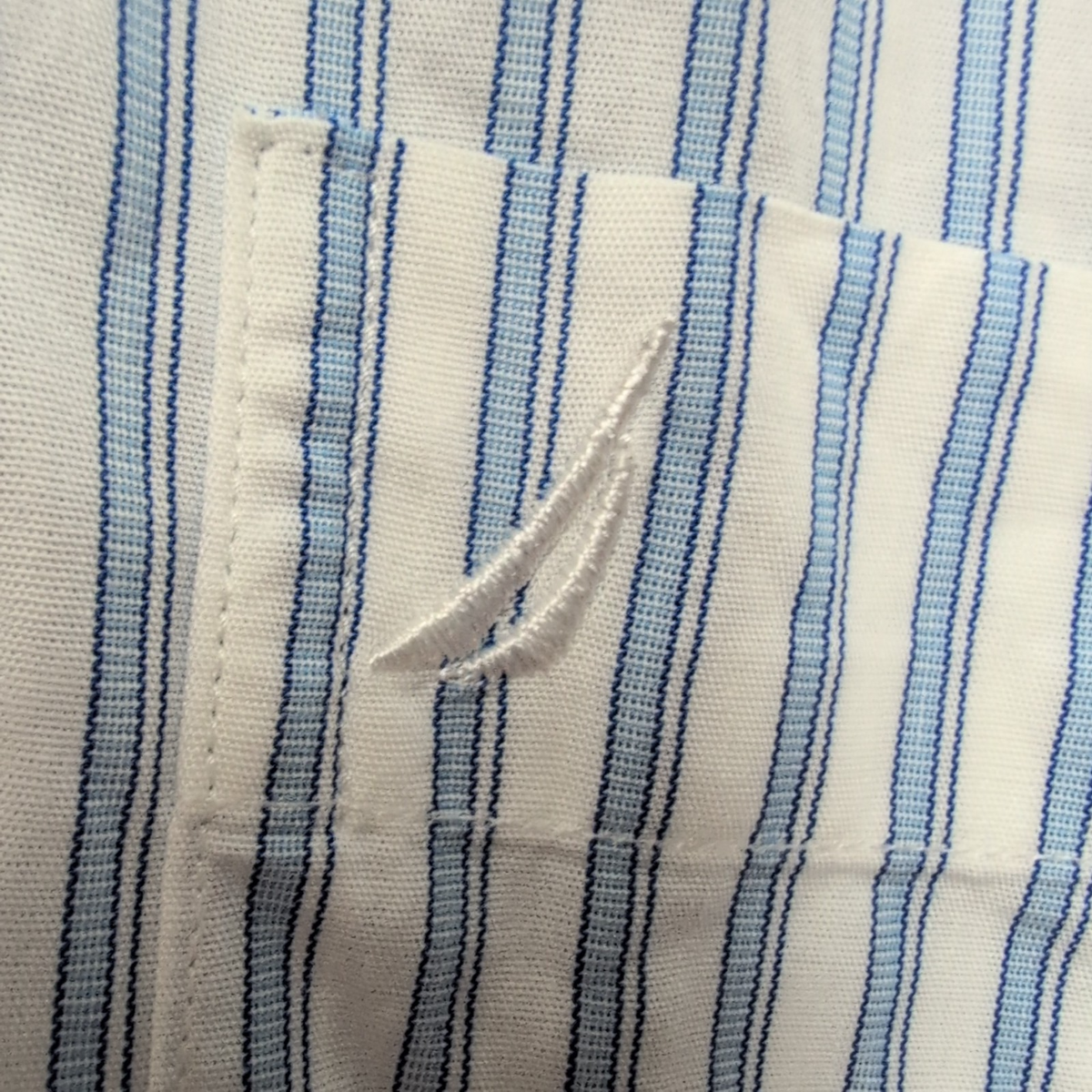 Chemise Nautica Classic Fit XL Rayures Bleu Blanc Poche Coton