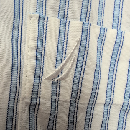 Chemise Nautica Classic Fit XL Rayures Bleu Blanc Poche Coton