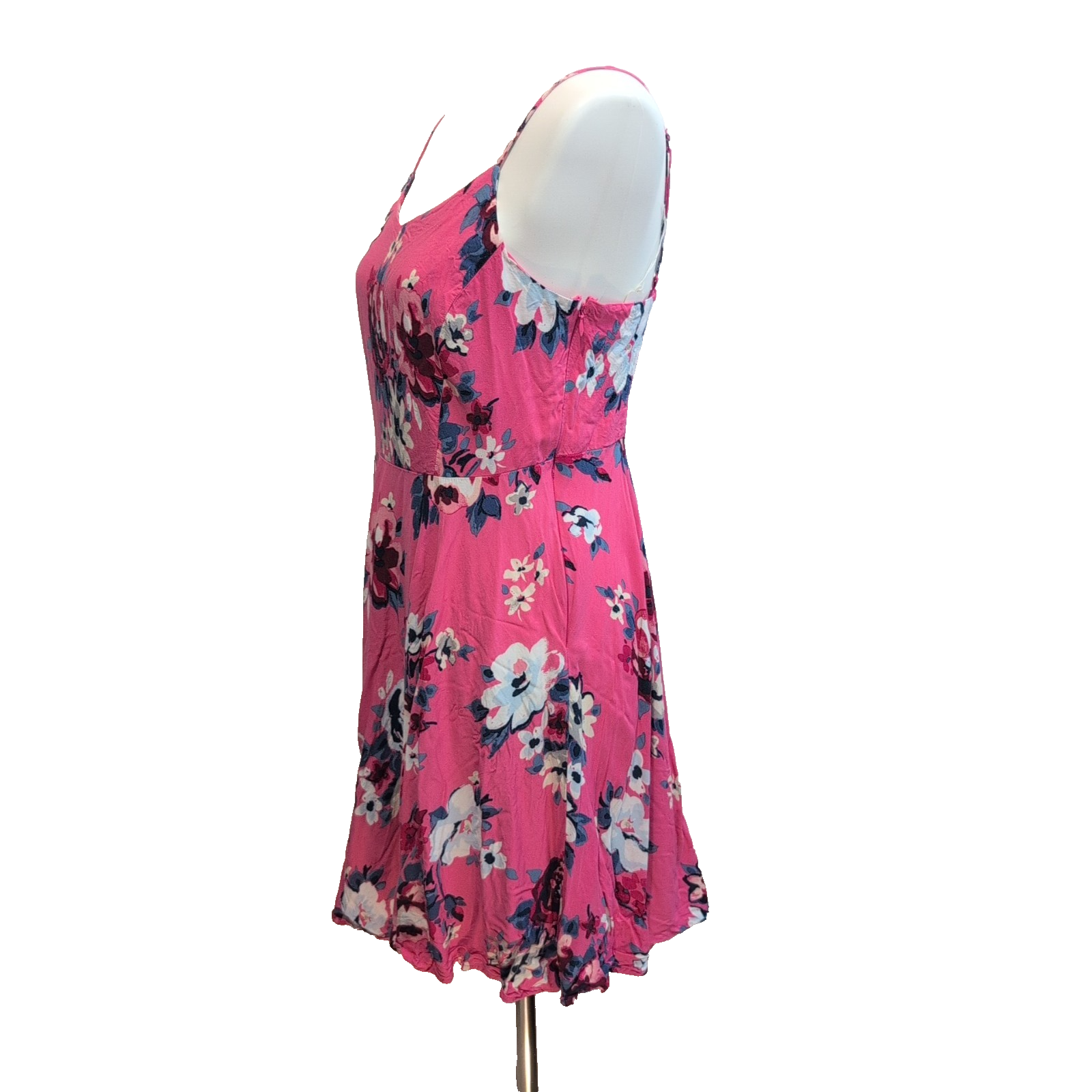 Robe d'été femme taille L rose vif à fleurs bretelles réglables viscose