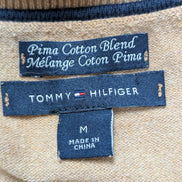 Pull Fin Tommy Hilfiger Heritage Femme Col V Marron Clair Taille M Coton Pima