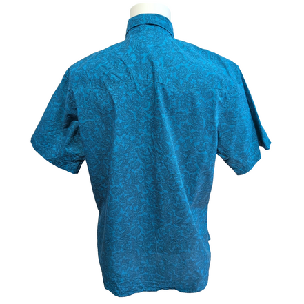 Chemise Wrangler Manches Courtes Bleu Ciel à Poches Motif Paisley Taille L