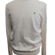 Pull Tommy Hilfiger Homme Col Montant Blanc Cassé - Coton Pima & Cachemire - M