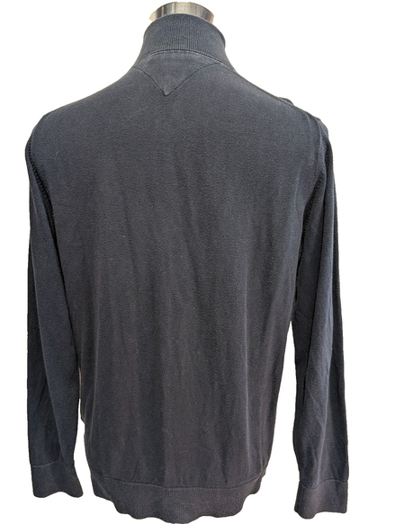 Pull Tommy Hilfiger Homme M Bleu Marine Col Zippé Premium Cotton 100% Coton