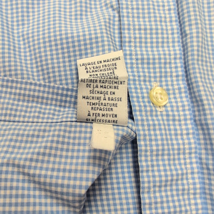 Chemise Ralph Lauren M Bleue Carreaux Coton Manches Courtes Logo Rose