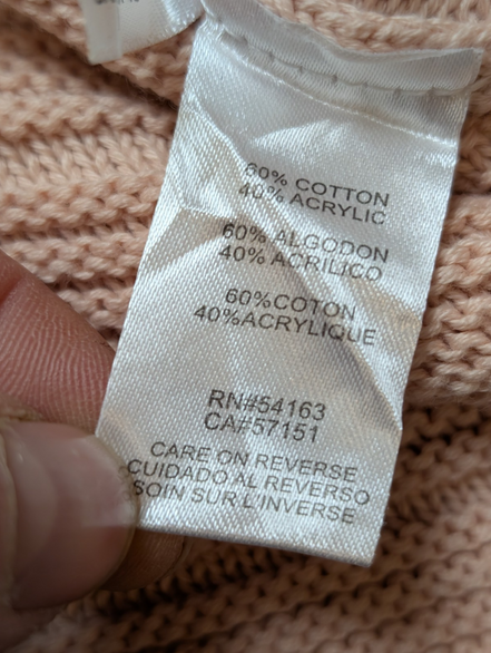 Pull Calvin Klein Vintage femme Grand Col Roulé Rose Saumon - Taille L