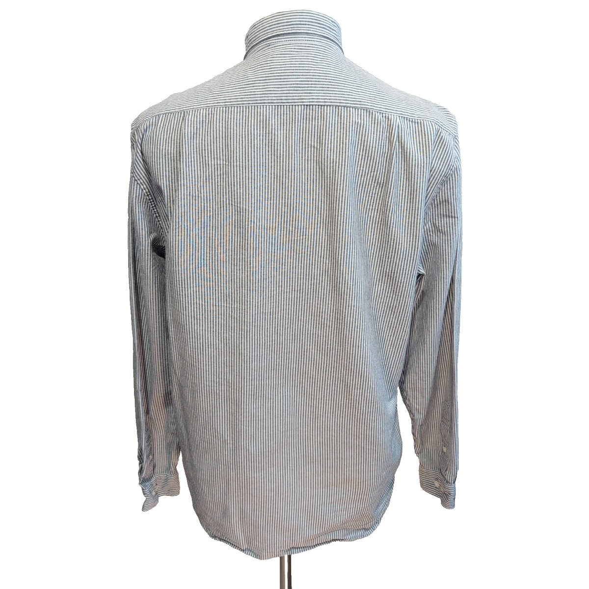 Chemise Lacoste Regular Fit L 42 Grise Rayée Oxford Coton Logo Vert