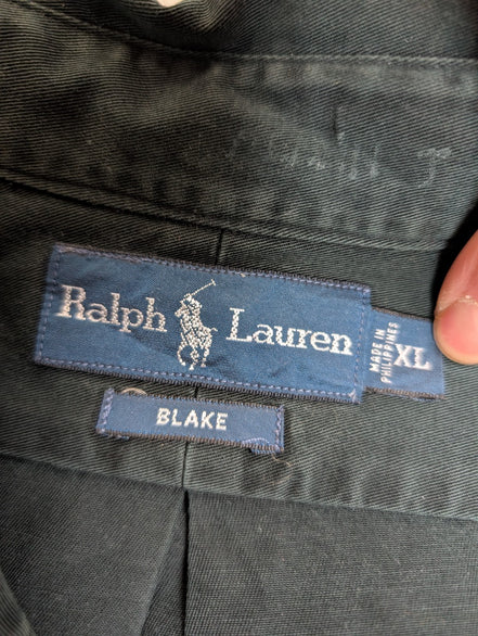 Chemise Ralph Lauren Homme XL XXL Noir Délavé Vintage Logo Violet Coupe Blake