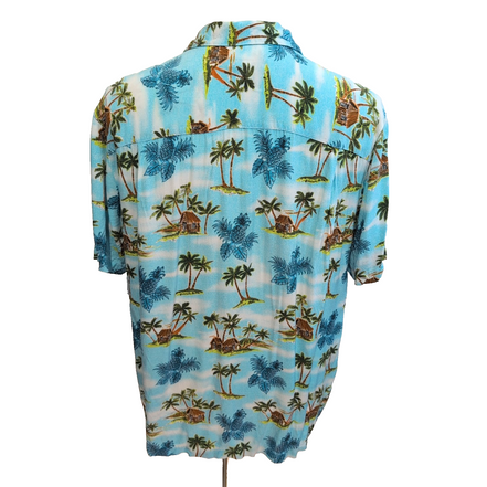 Chemise Hawaïenne Manches Courtes George Rayonne Ananas Bleu M