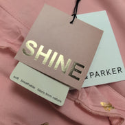 Blouse Alex & Parker Femme M Rose Saumon Papillons Dorés Cache-Cœur Neuve