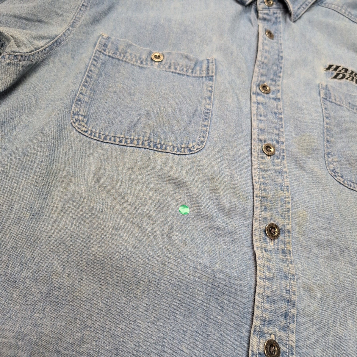 Chemise Harley Davidson XL Jean Bleu 100% Coton Brodée 2 Poches Logo