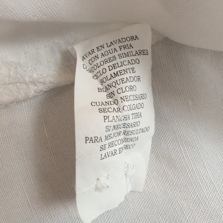 Chemise Hawaïenne Manches Courtes Cubavera Brodée Blanche Rayonne M