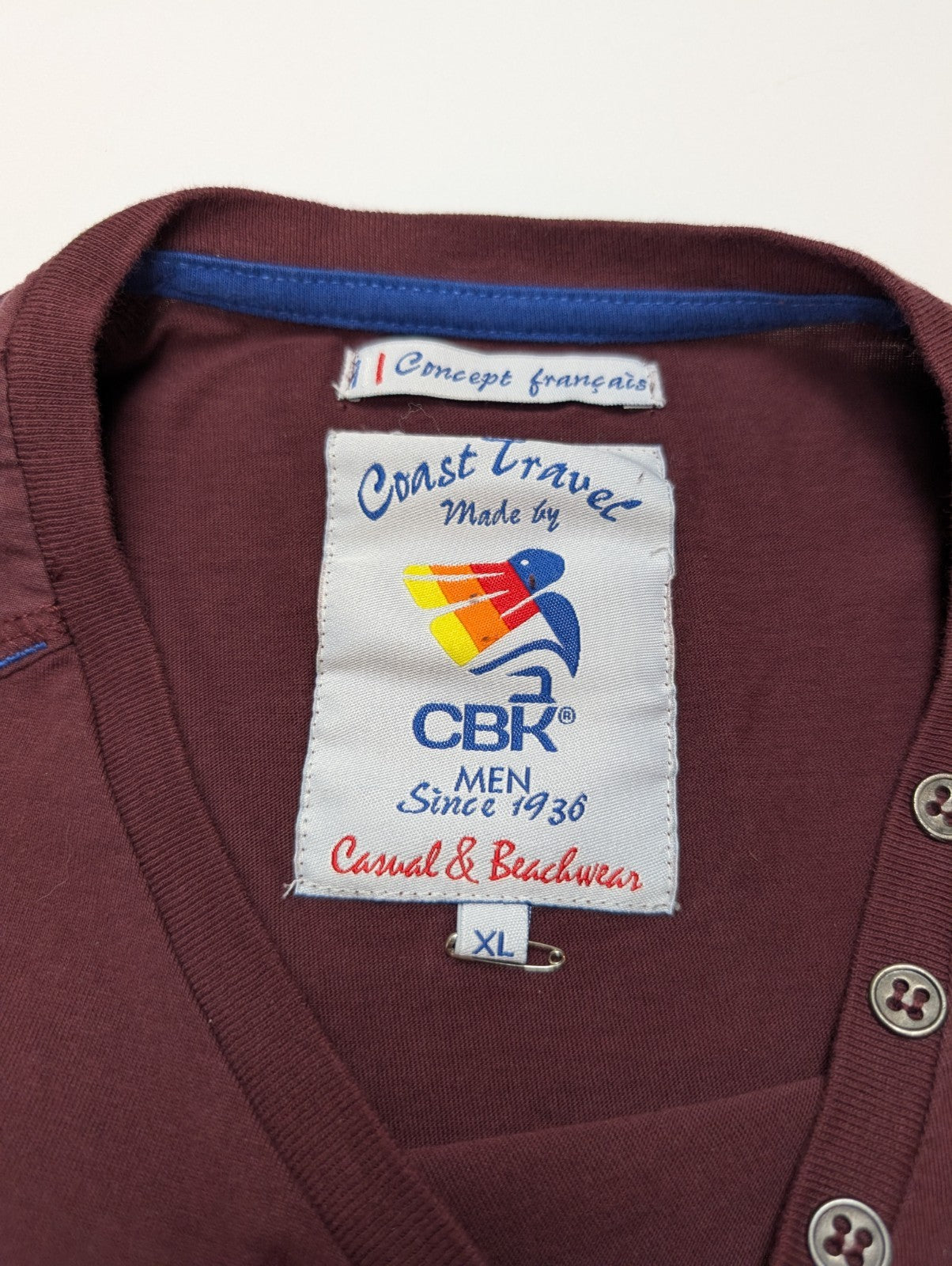 T-Shirt Manches Longues Bordeaux CBK - Taille XL - Poche à Rabat - Neuf sans Éti