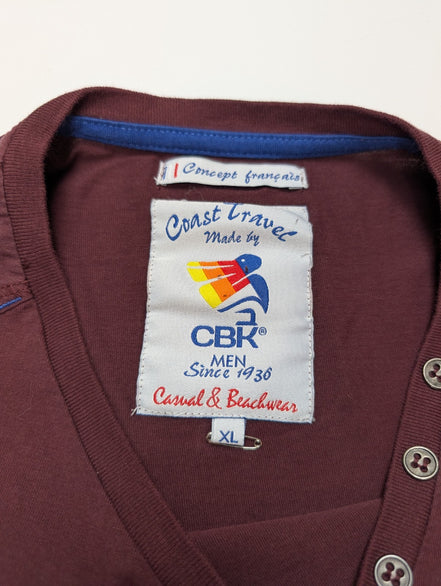 T-Shirt Manches Longues Bordeaux CBK - Taille XL - Poche à Rabat - Neuf sans Éti