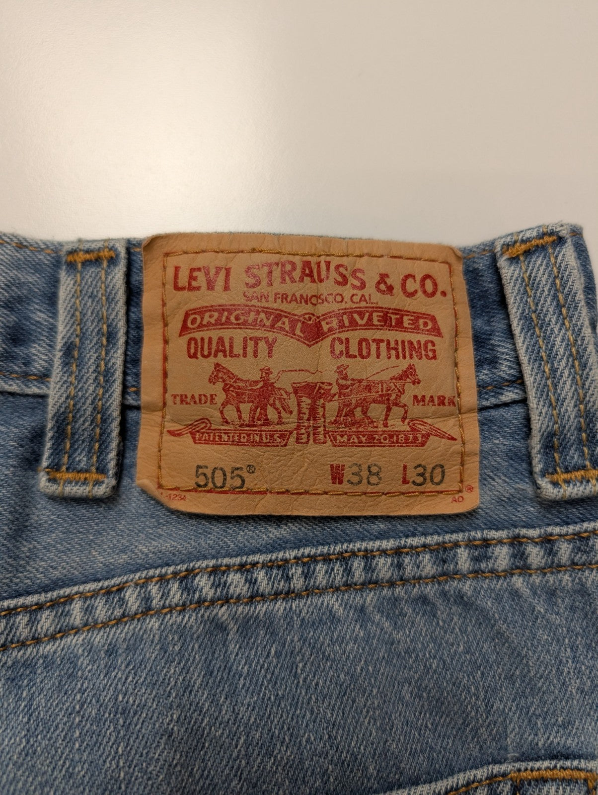 Jean Levi's 505 Regular Fit Vintage Homme W38 L30 Bleu Denim Classic Straight