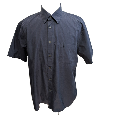 Chemise YVES SAINT LAURENT XL Bleu Marine Unie Manches Courtes Logo Brodé