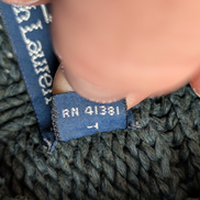 Pull Polo Ralph Lauren M vert foncé lin soie col boule maille torsadée RL