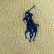 Pull Polo Ralph Lauren Jaune Logo Bleu Marine - 100% Laine d'Agneau S/M (ajusté)