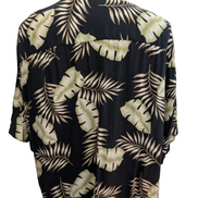 Chemise Hawaïenne PURITAN Noire Motif Feuillage Vert - Taille XL