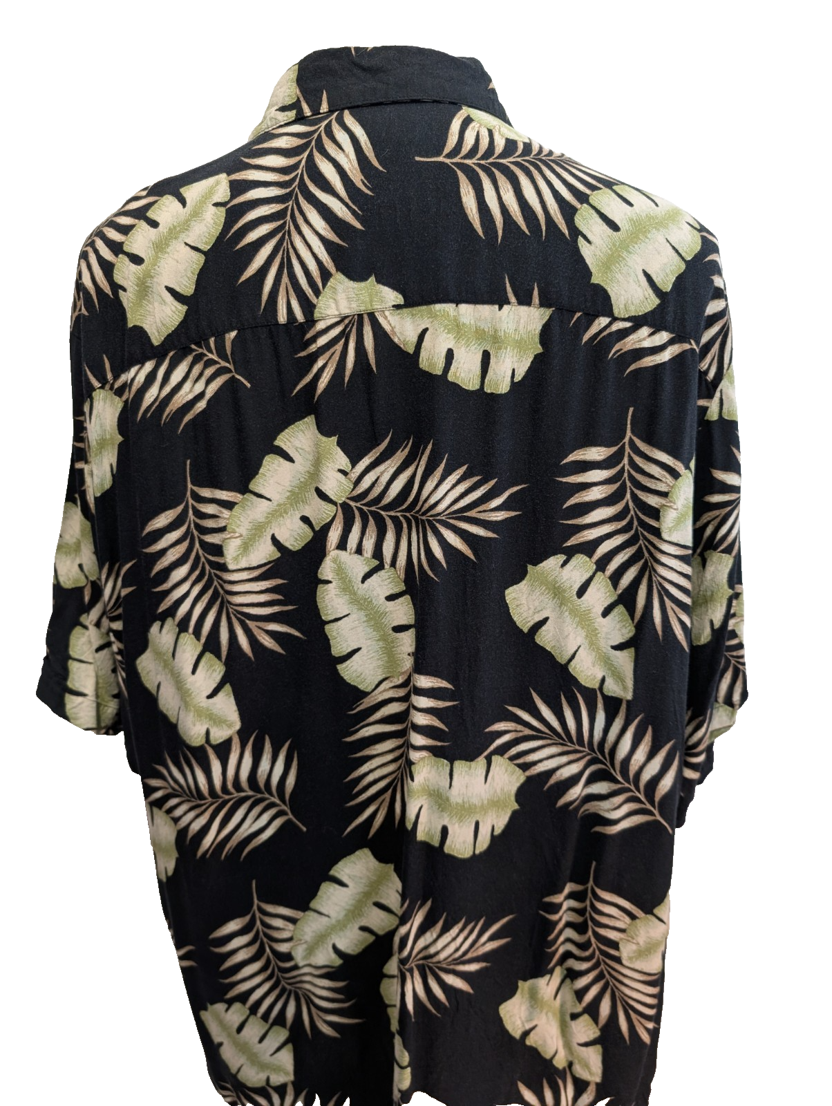Chemise Hawaïenne PURITAN Noire Motif Feuillage Vert - Taille XL