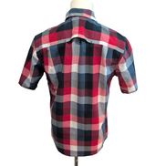 Chemise Wrangler ATG Manche Courte Technique Carreaux Bleu Blanc Rouge Taille S