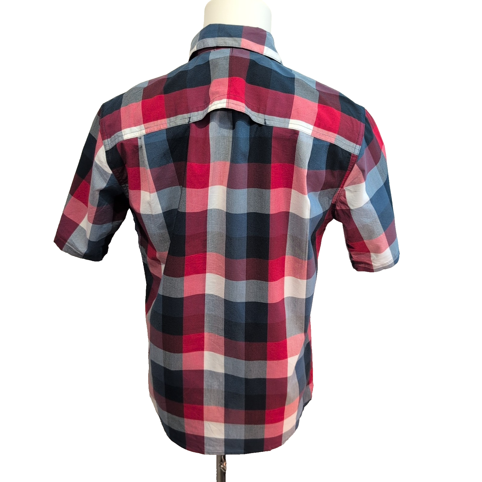 Chemise Wrangler ATG Manche Courte Technique Carreaux Bleu Blanc Rouge Taille S