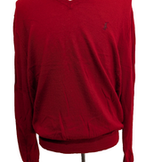 Pull POLO RALPH LAUREN Rouge Col V 100% Laine MERINOS Doux Taille L Homme Luxe