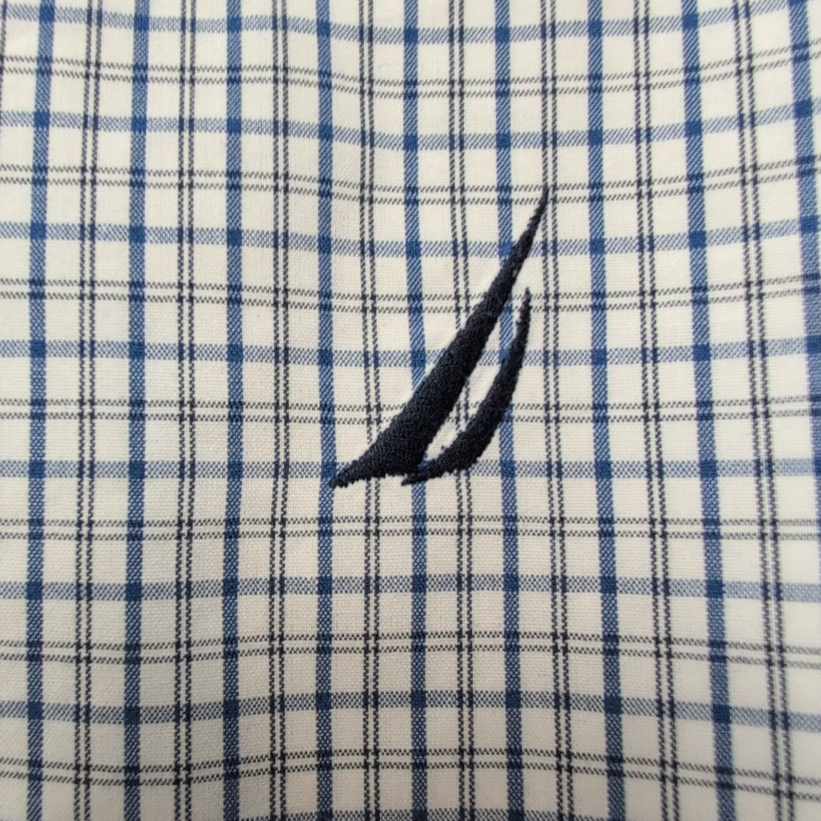 Chemise Nautica bleue à carreaux manches longues 1 poche L