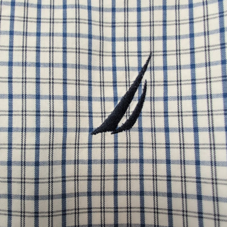 Chemise Nautica bleue à carreaux manches longues 1 poche L