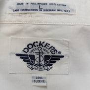 Chemise Dockers blanche unie 1 poche manches longues homme taille XL