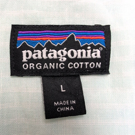 Chemise Patagonia L vert pâle rayures coton bio manches courtes