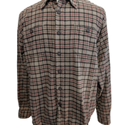 Chemise WRANGLER Flanelle T.L - Carreaux Marron Kaki Rouge 100% Coton