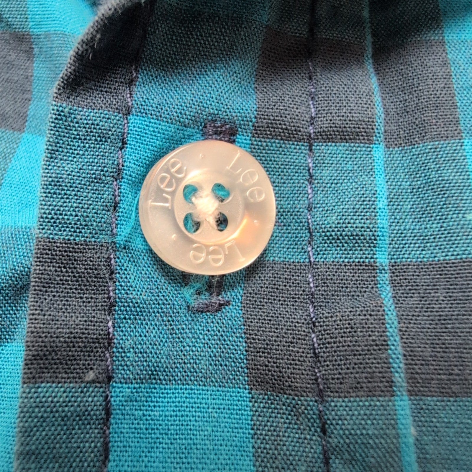 Chemise Lee Manches Courtes Bleue et Noire à Carreaux à Poche Taille XL