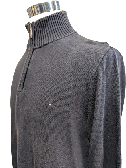 Pull Tommy Hilfiger Heritage Homme M Bleu Marine Col Zippé 100% Coton