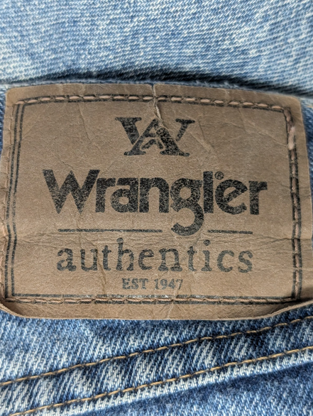 Jean Wrangler Homme Vintage Bleu Style Grunge Distressed Genou Troué W36 L31