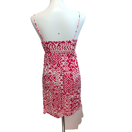 Robe d'Été Rouge Blanc Motif Géométrique Taille XS Viscose