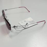 Lunettes de soleil Y2K Rectangulaires Sans Monture Verres Bordeaux Branches Fine