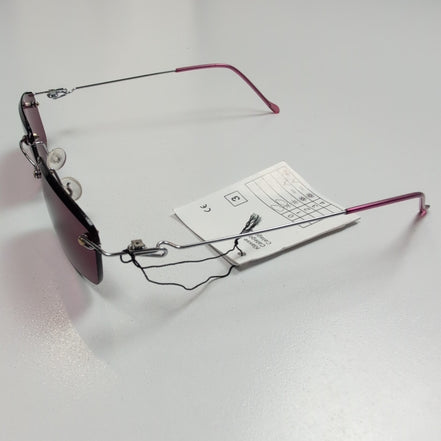 Lunettes de soleil Y2K Rectangulaires Sans Monture Verres Bordeaux Branches Fine