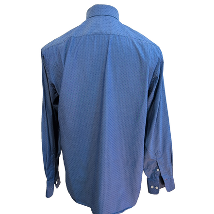 Chemise Tommy Hilfiger Homme Taille M/L Bleue Stretch Coton Micro Motif