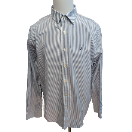 Chemise Nautica Classic Fit L Ocean Washed Rayures Bleues Coton