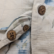 Chemise Hawaïenne Banana Cabana 100% Soie Blanc Cassé & Fleurs Bleues - Taille L
