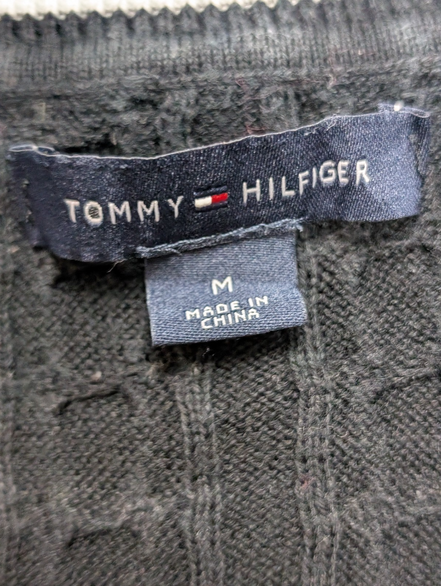 Pull Tommy Hilfiger Femme M Bleu Marine Maille Torsadée Coton Col Rond